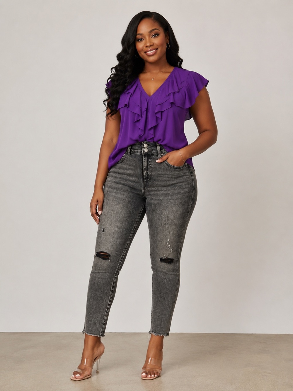 VERVET Blue Haylie High-Rise Washed Black Skinny Jeans
